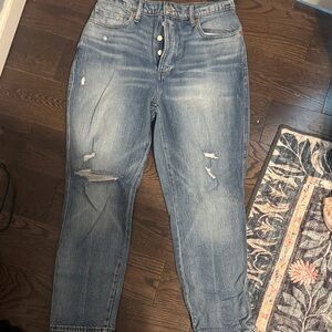 Lucky Brand Blue Distressed Mom Jean
